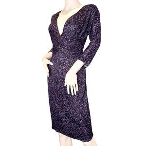 Christian Dior Vintage Dress Size US 8 IT 44 Midi Violet Purple Abstract